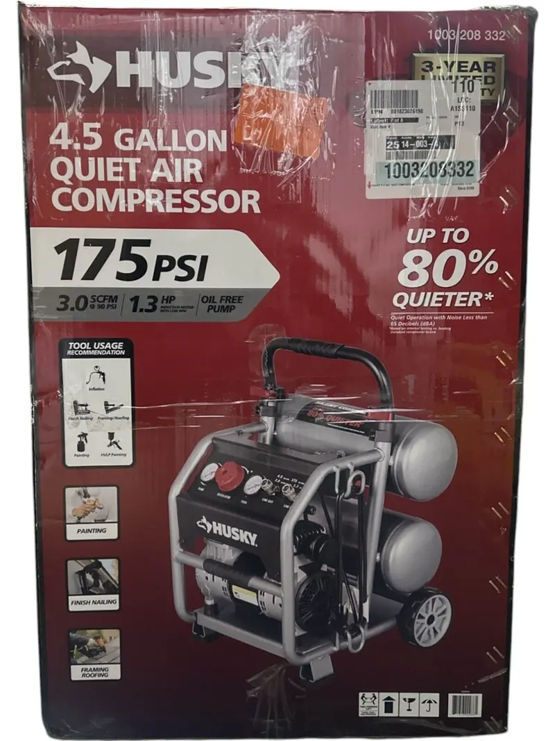 Husky 4.5-Gallon 175 Psi Quiet Portable Electric Air Compressor 1