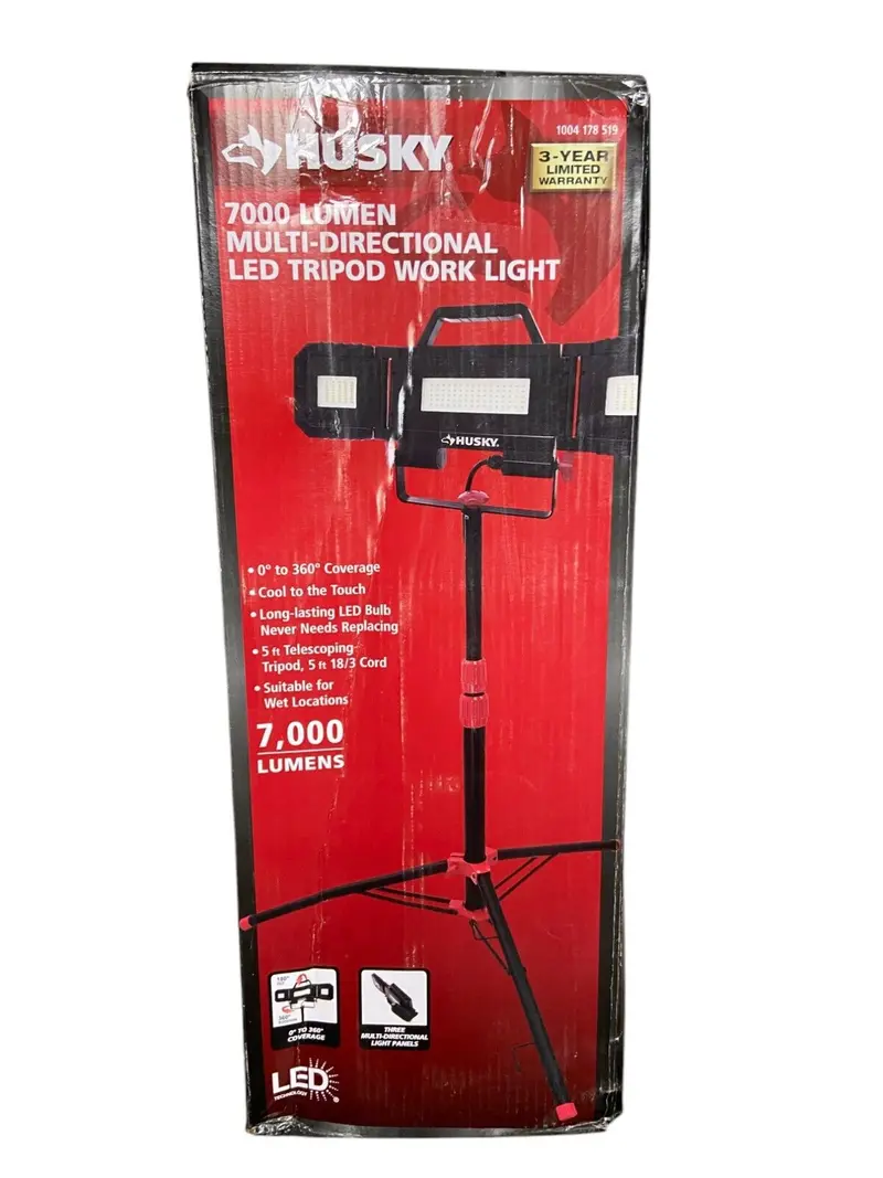 Husky 7000-Lumen Adjustable Led Tripod Work Light – Model 1004178519 1