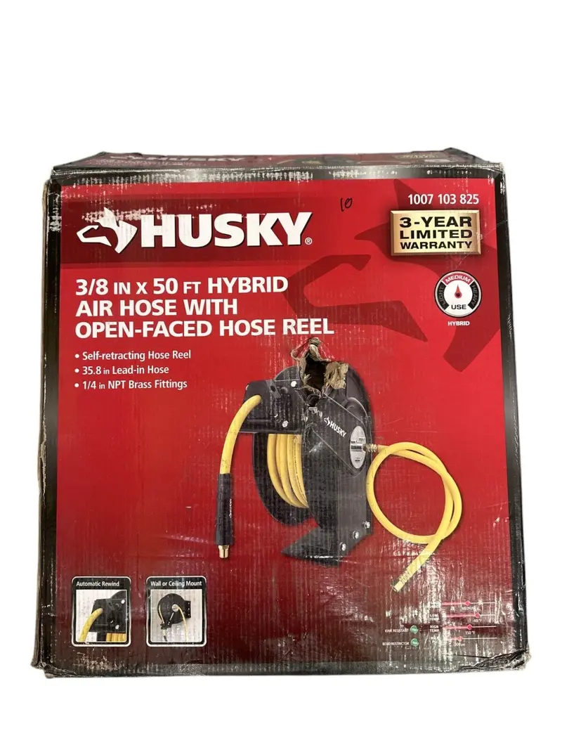 Husky Hybrid Air Hose With Enclosed Reel – 3/8" X 50' (Lead Hose Missing) 1