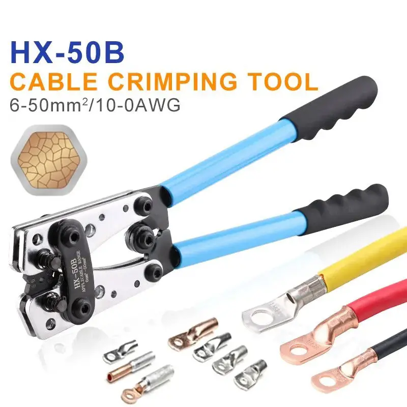 Hx-50B Ratchet Cable Lug Crimper – Handheld Tool For 6–50 Mm² (1–10 Awg) Wires 1