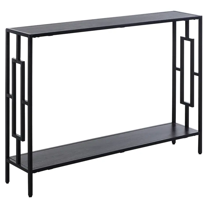 Industrial-Style Console Table With Open Shelving And Metal Frame 1