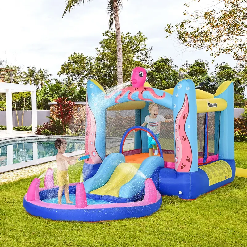 Inflatable Octopus-Themed Bounce House – 3.8 X 2 X 1.8M Combo Unit With Slide And Pool 1