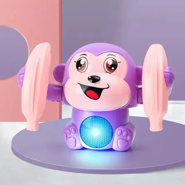 Interactive Dancing Monkey Toy – Voice-Activated Rolling Doll With Lights, Sounds & Tumbling Motion For Infants 1