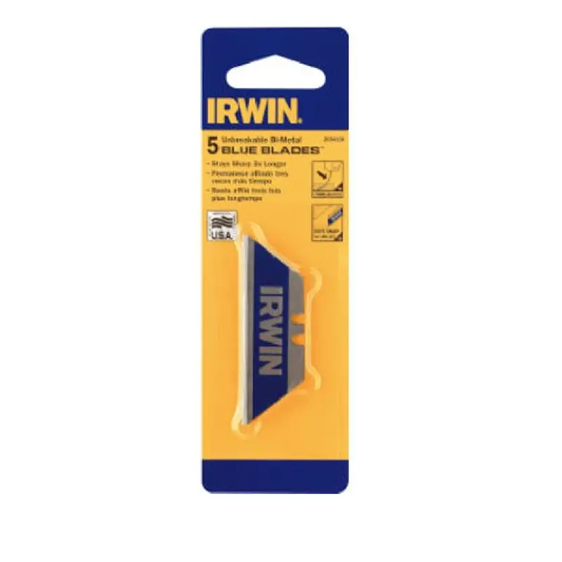 Irwin 2084100 Blue Utility Knife Blades – 5-Pack Premium Carbon Steel Replacement Blades 1