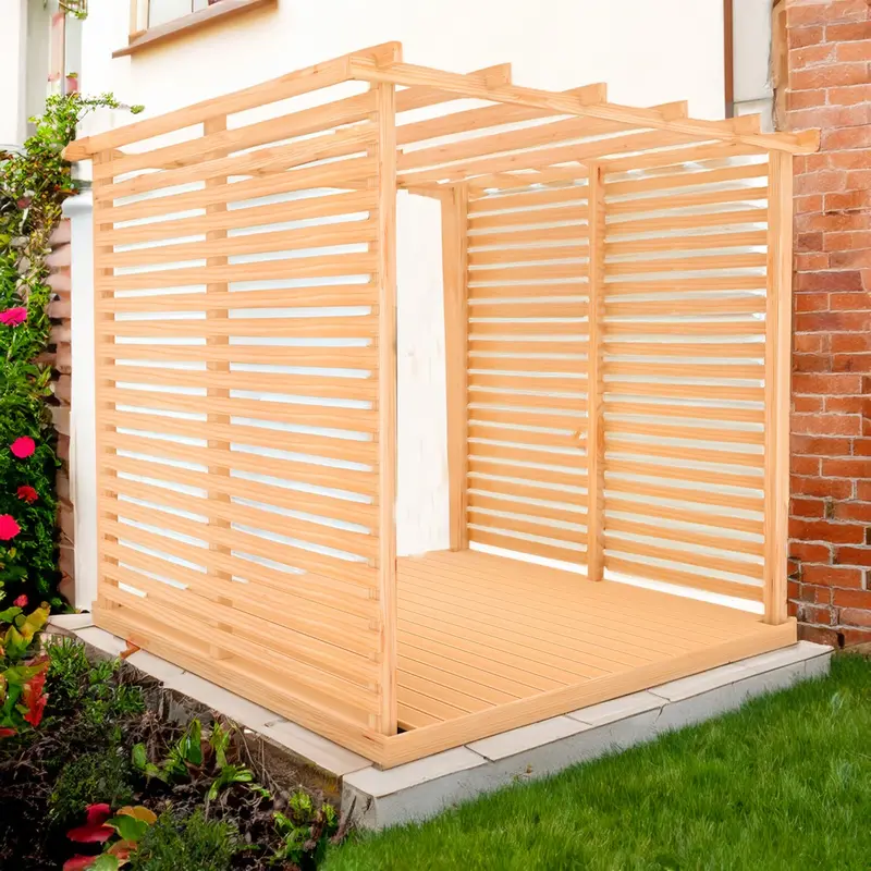 Ivy Slatted Pergola With Built-In Decking And Side Screens – Premium Garden Shelter By Shire 1