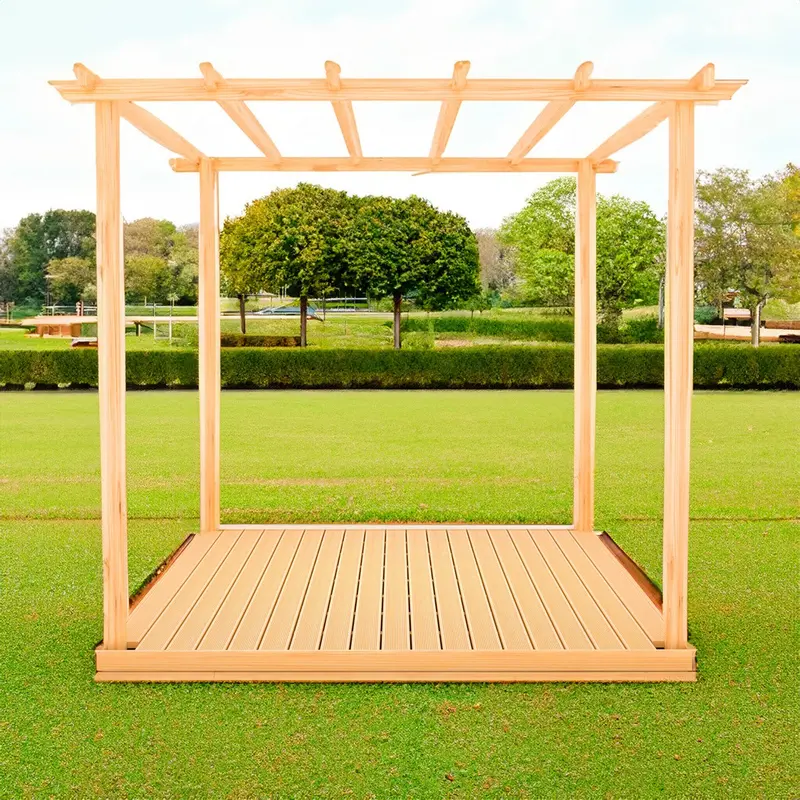 Ivy Slatted Pergola With Integrated Decking – Elevated Outdoor Living Space By Shire 1