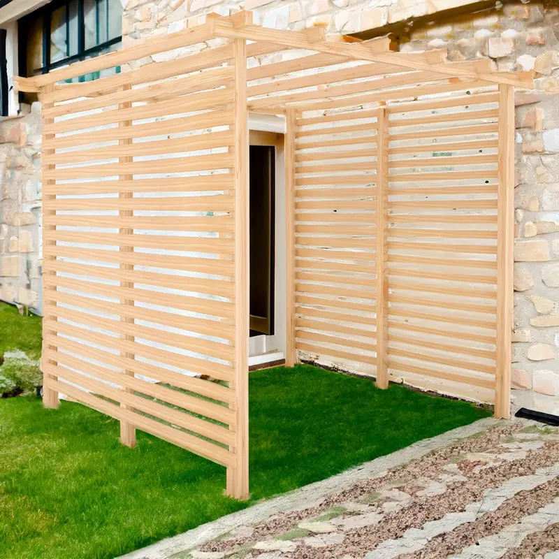 Ivy Slatted Pergola With Integrated Side Panels – Garden Shade Structure By Shire 1