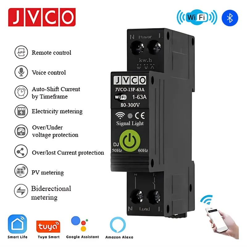 Jvco 13-In-1 Smart Wifi Switch – 63A With Real-Time Monitoring & Circuit Protection 1