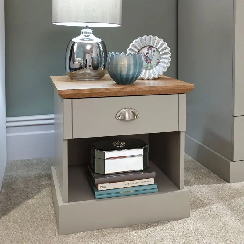 Kendal Grey Bedside Table Featuring One Shelf And One Drawer 1