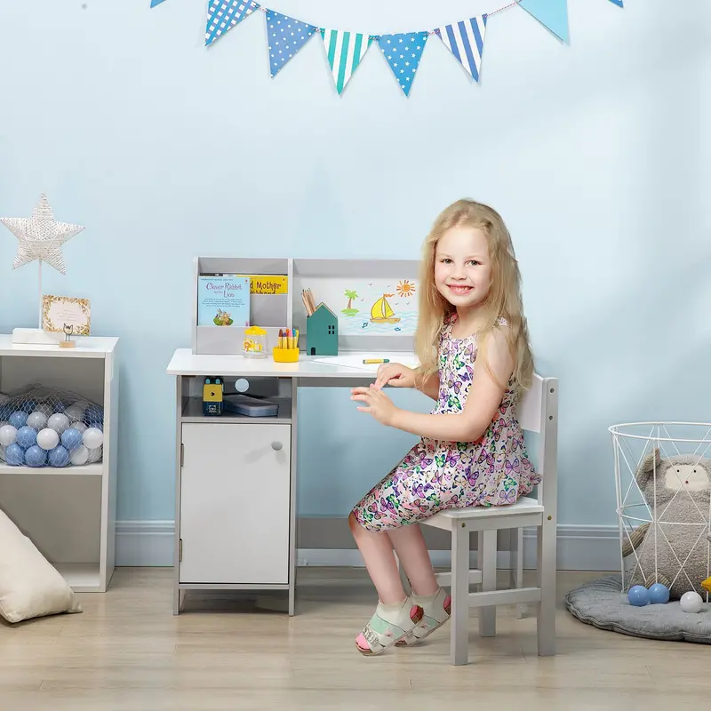 Kids Table And Chair Set With Integrated Whiteboard Surface 1