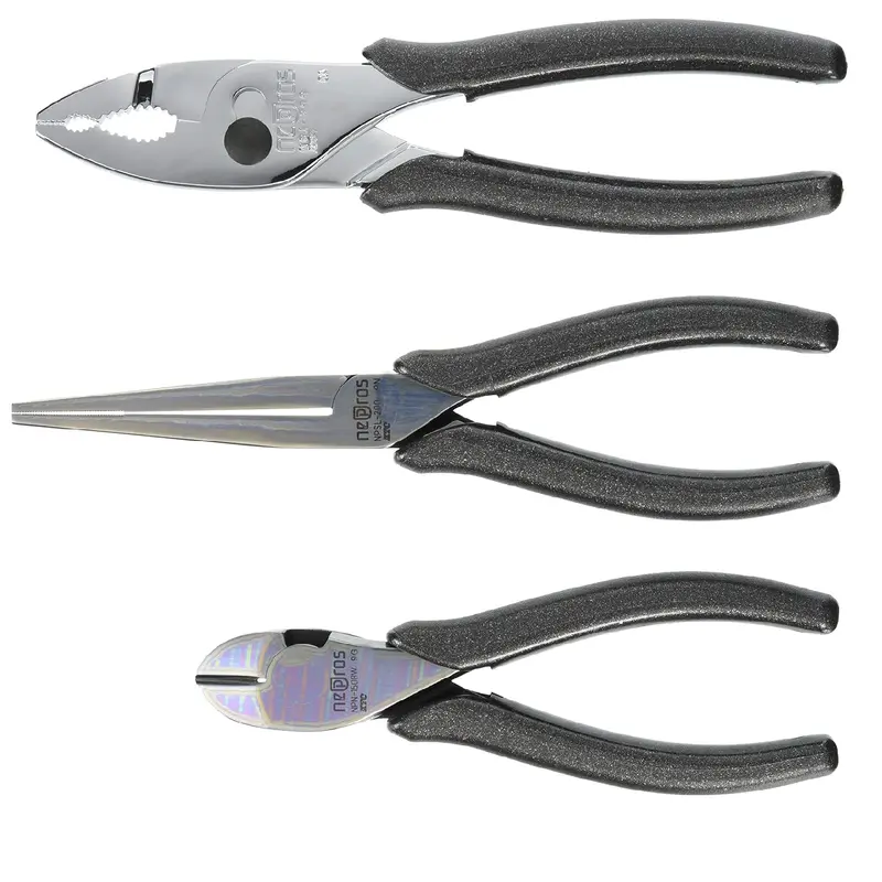 Ktc Nepros Ntp03 3-Piece Professional Plier Set: Needle-Nose, Slip-Joint & Cutting 1