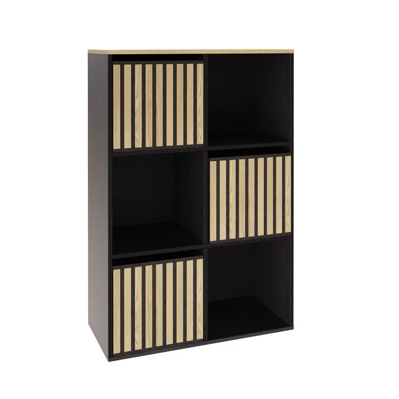Kube Black-And-Light-Oak Sideboard Featuring 3 Shelves And 3 Drawers 1