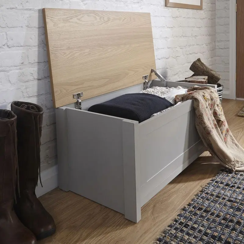 Lancaster Grey Ottoman Bedside Unit – Wooden Storage Box With Single Door 1