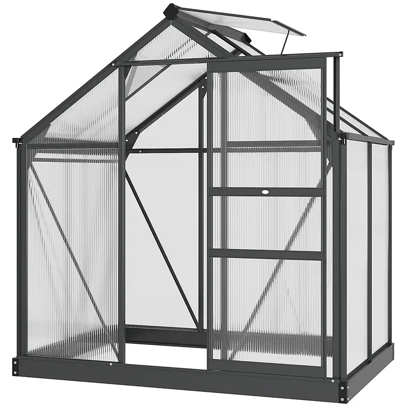 Large Clear Polycarbonate Walk-In Greenhouse – Galvanized Base, Aluminum Frame, Sliding Door 1