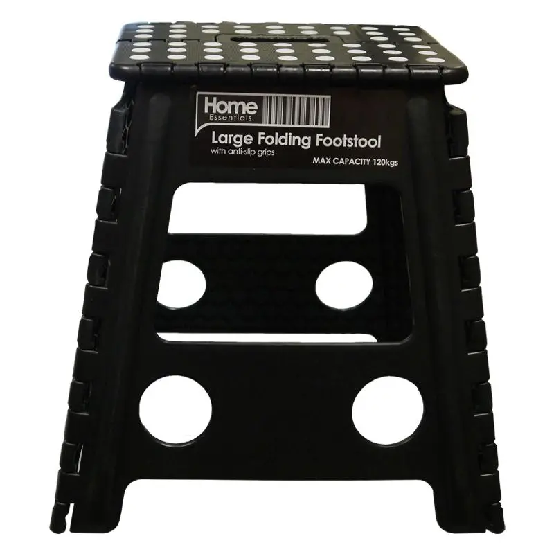 Large Foldable Stool – Black Base With White Polka Dots (Home Essentials) 1
