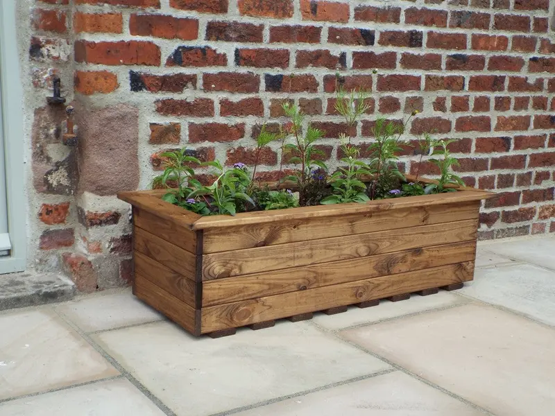 Large Rectangular Redwood Garden Trough Planter – Scandinavian Design 1