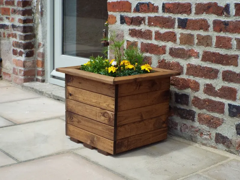 Large Square Redwood Planter Box – Scandinavian Garden Planter 1