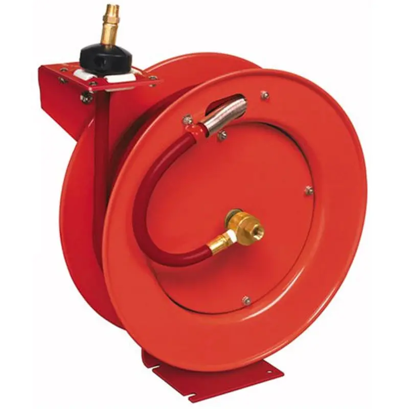 Lincoln 83753 50-Foot 3/8" Air Hose Reel – Manual Rewind Wall-Mounted Drum 1