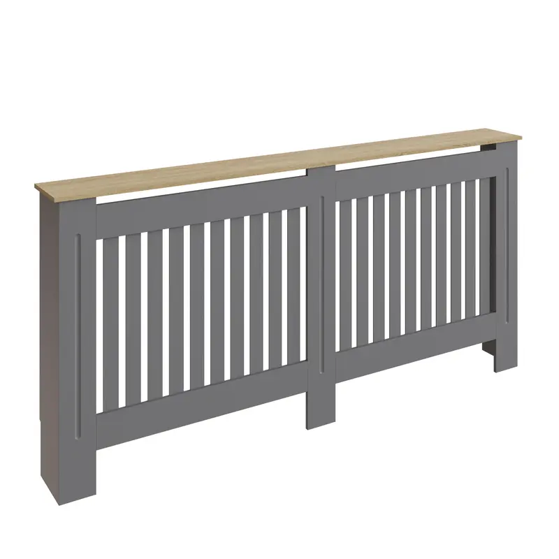 Longslow Grey-And-Oak Large Radiator Cover With Sleek Shelf Design 1