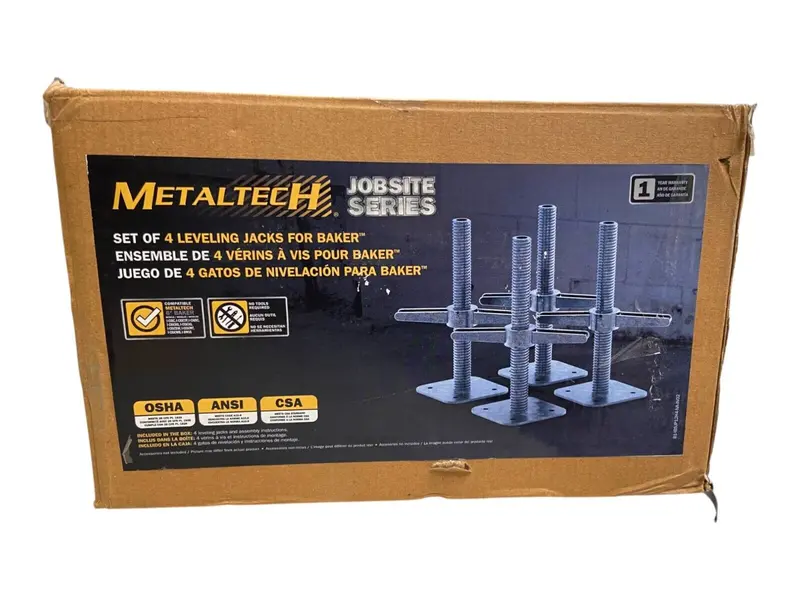 Metaltech Galvanized Steel Scaffolding Leveling Jacks – 12" Height (4-Pack) 1