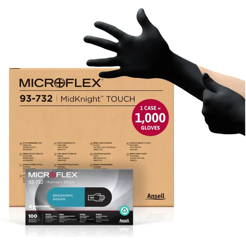Microflex Midknight Touch Nitrile Gloves – Xx-Large Black, Case Of 1,000 (93-732-Xxl) 1