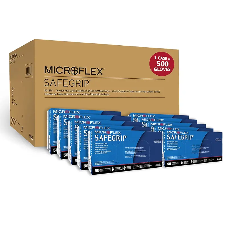 Microflex Sg375M-10 Safe Grip Textured Gloves – Medium, 500-Count Case 1