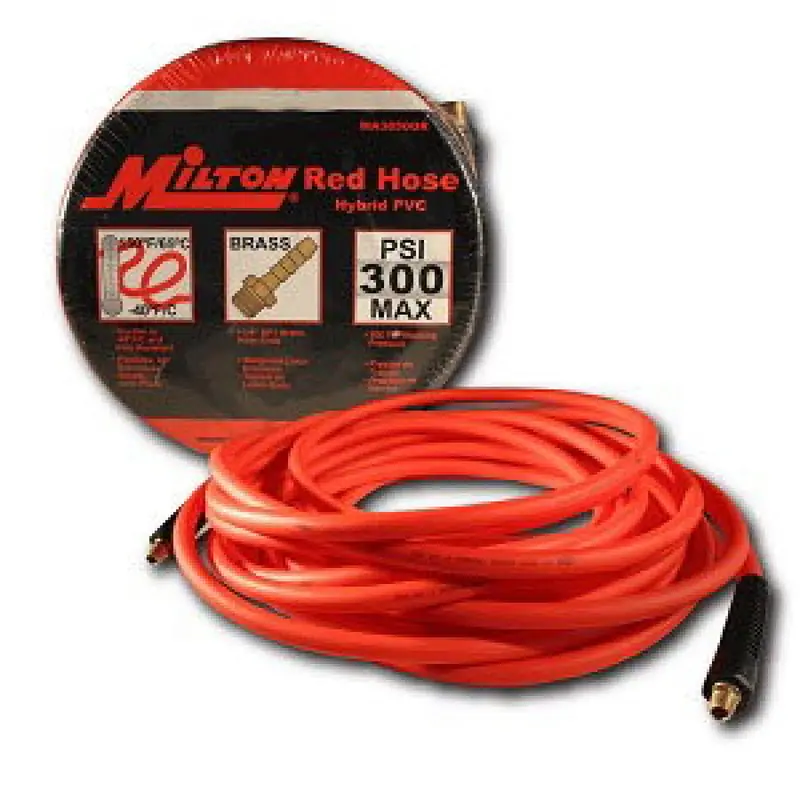 Milton Ma38350R 3/8" X 35' Red Hybrid Air Hose – No-Kink Design, 1/4" Npt Fitting 1