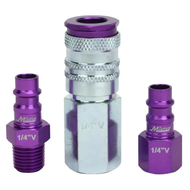 Milton S-303Vkit Hi-Flow V-Style Air Coupler Kit — 3-Piece, 1/4" Npt, Purple Colorfit Mega-Flow 1