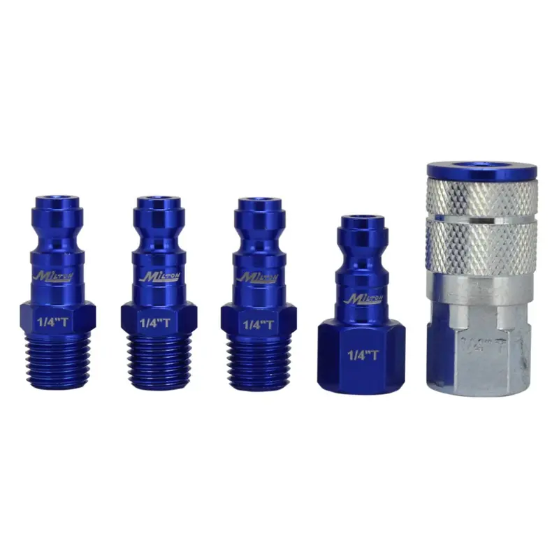 Milton S-305Tkit: 5-Piece Blue Colorfit T-Style Air Coupler & Plug Kit (1/4" Npt) 1