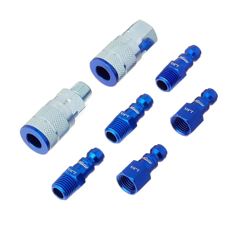 Milton S-307Tkit 7-Piece Blue T-Style 1/4" Npt Colorfit Coupler And Plug Set 1