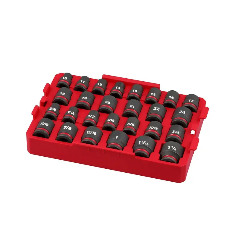Milwaukee 1/2" Drive 27-Piece Metric & Sae Shallow Tray Impact Socket Set 1