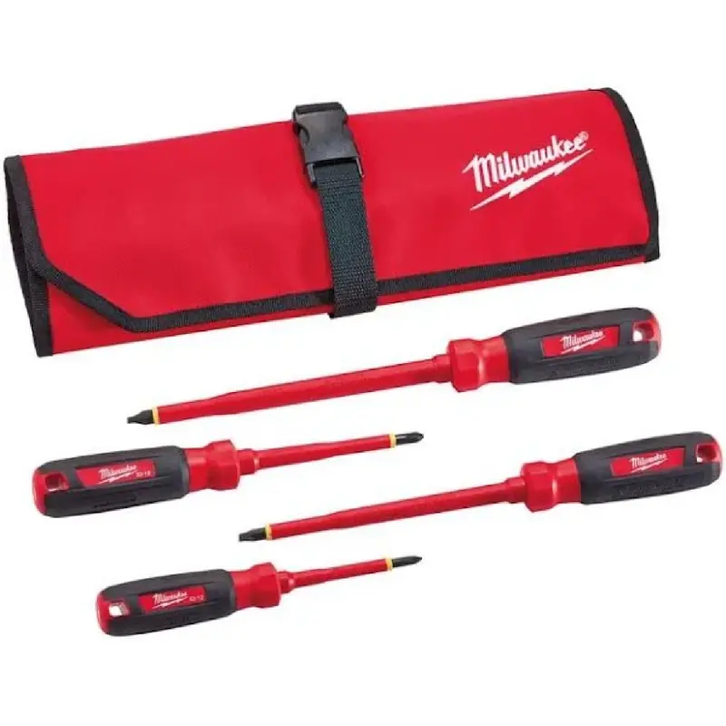 Milwaukee 48-22-2204 4-Piece 1000V Rated Insulated Screwdriver Kit With Carry Pouch 1