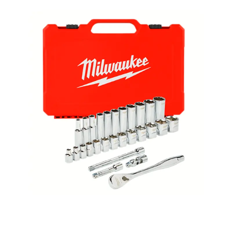 Milwaukee 48-22-9408 28-Piece Sae Ratchet And Socket Set – 3/8" Drive, Comprehensive Range 1