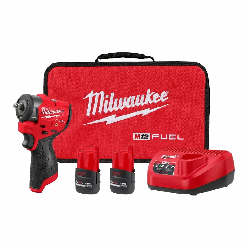 Milwaukee M12 Fuel 3049-22 3/8" Subcompact Impact Wrench – Complete Kit 1