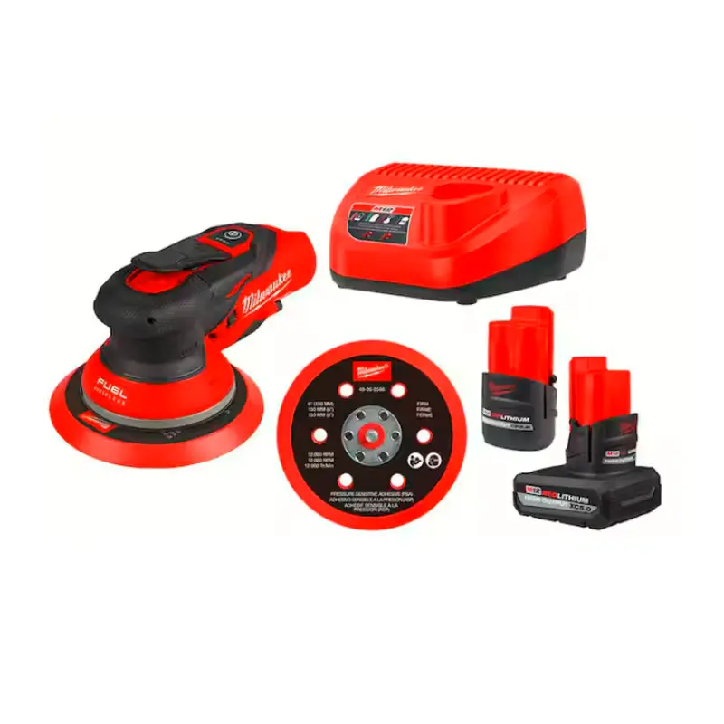 Milwaukee M12 Fuel 6" Random Orbital Sander Kit – 3/16" Orbit, Dual-Battery 1
