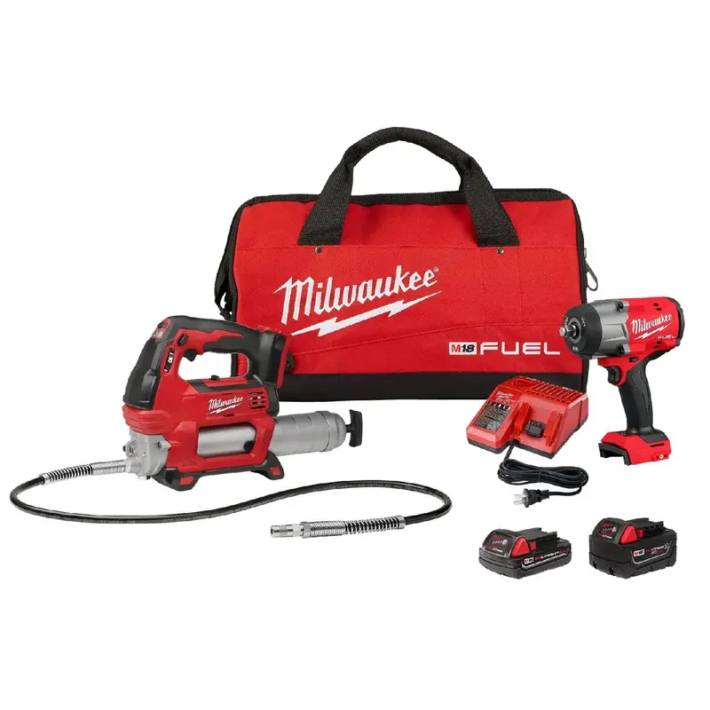 Milwaukee M18 Fuel 1/2" Impact Wrench + Grease Gun Combo (2967-22Gg) 1