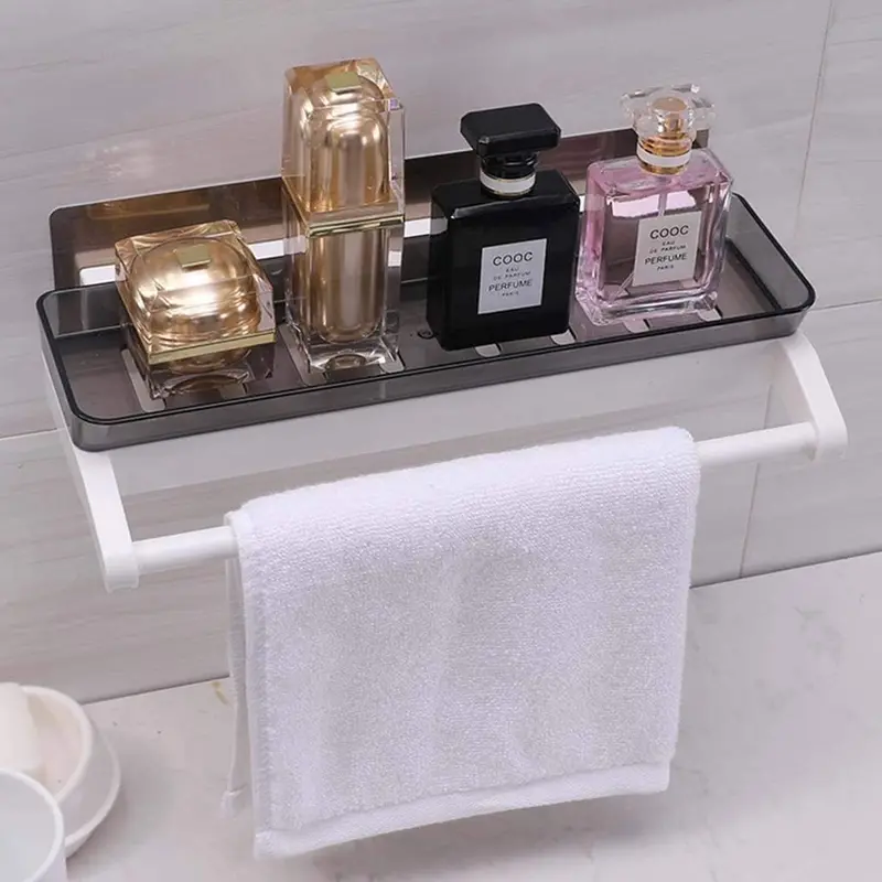 Minimalist Wall-Mounted Bathroom Storage Rack – No-Drill, Perforation-Free Shower & Toilet Shelf System 1