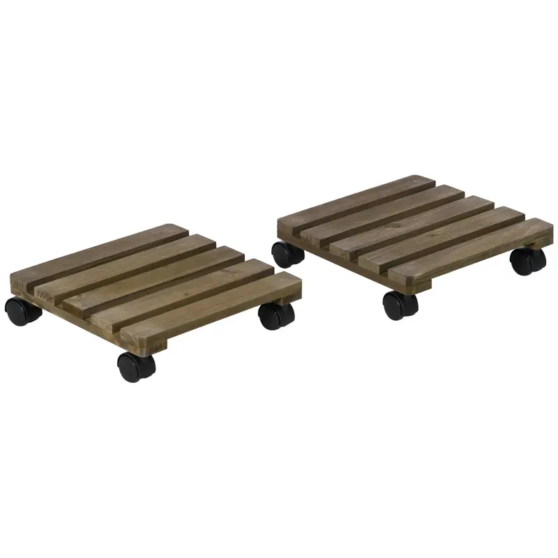 Mobile Plant Stand Set – 2-Tier Rolling Flowerpot Holder For Indoor And Outdoor Spaces 1