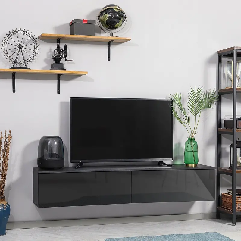 Modern High-Gloss Floating Tv Stand For 70-Inch Tvs 1