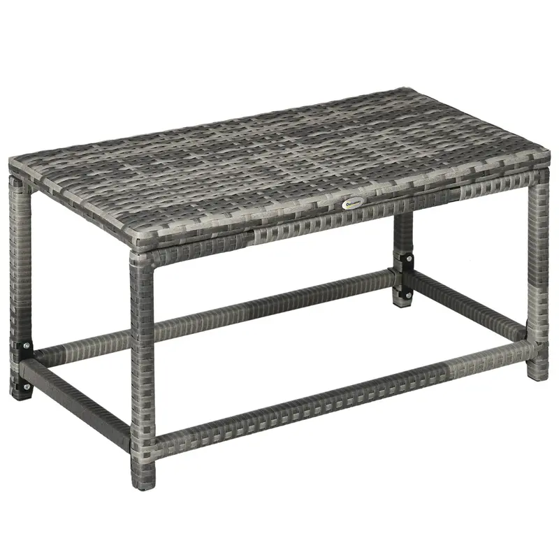 Modern Outdoor Coffee Table With Wicker Weave And Tempered Glass Top 1