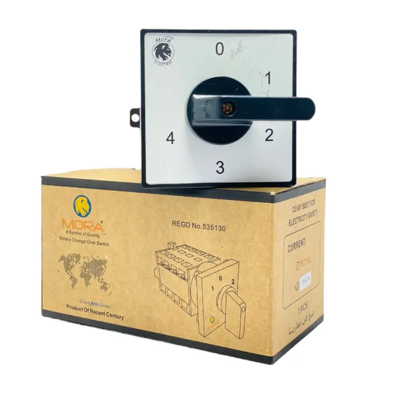 Mora 4-Line Rotary Changeover Switch – 75A/50A Phase & Neutral Selector For Multi-Meter Installations 1
