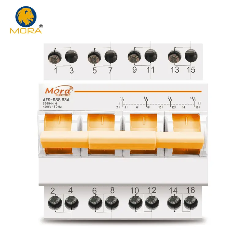 Mora 4P 63A Manual Transfer Switch – 3-Phase Din Rail Mts Interlock, Dual-Power Changeover Breaker Type 1