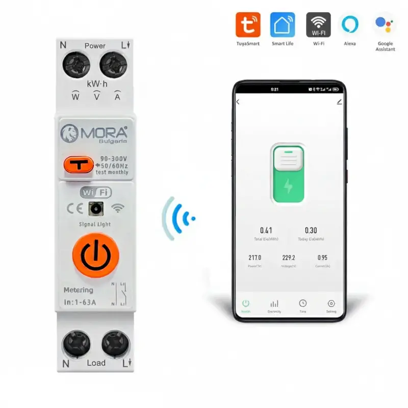 Mora Smart Wifi 10-In-1 Protector Switch – 63A With Leakage, Overload & Voltage Protection + App Timer 1