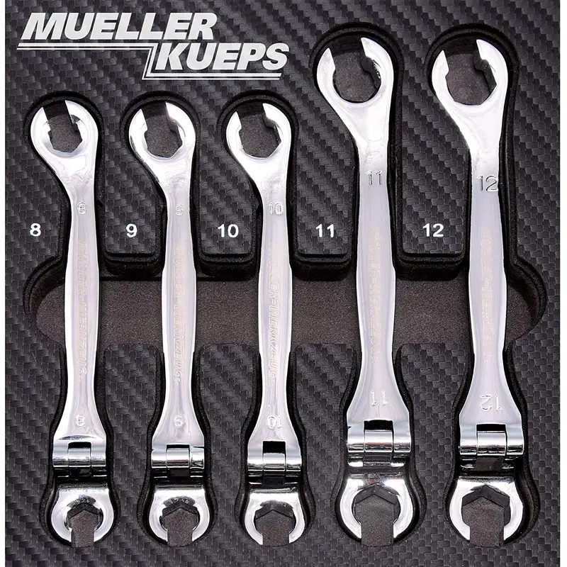 Mueller-Kupes Line Wrench Set – 5-Piece Metric Kit (8–12Mm) With Swivel Joint Design 1