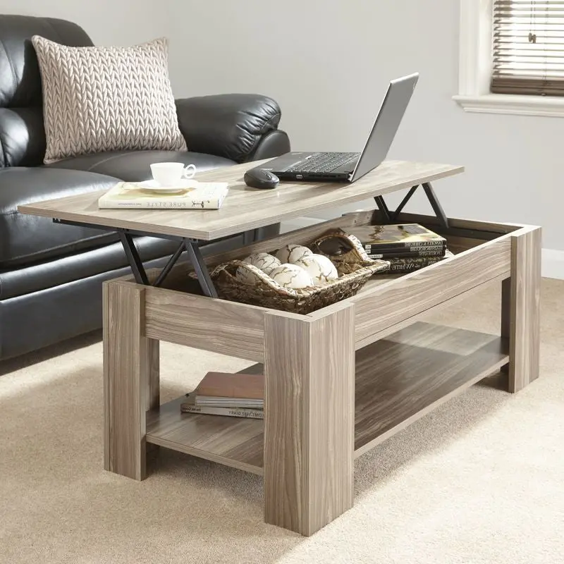 Natural-Finish Harper Coffee Table With Open Shelf – Minimalist Design 1