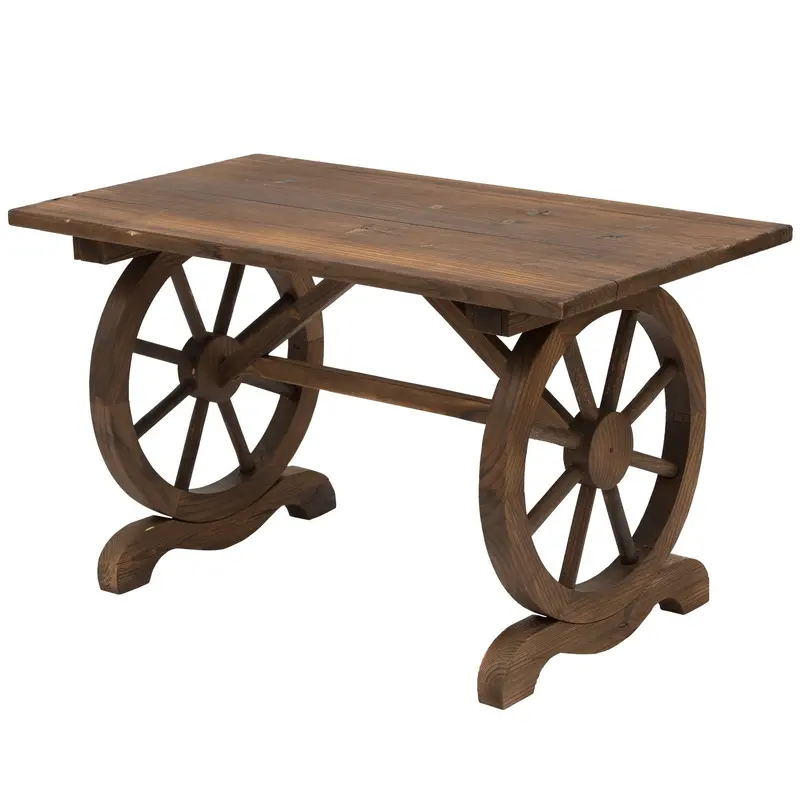 Natural Fir Wood Outdoor Dining Table – Water-Resistant Patio Display Desk 1
