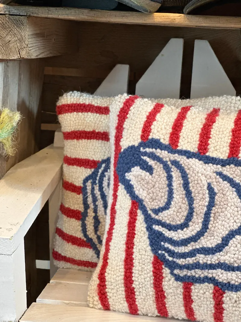 Nautical Oyster-Print Striped Pillow 1