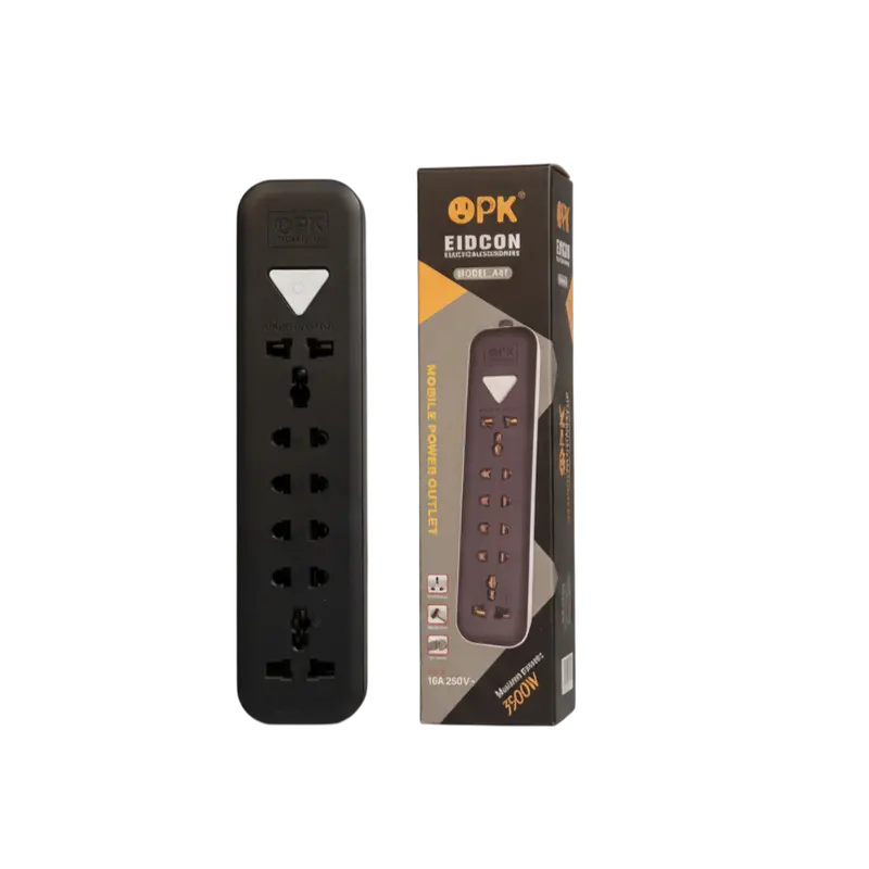 Opk A47 6-Socket Universal Power Strip – Space-Saving Extension Board With Safety Shutters 1