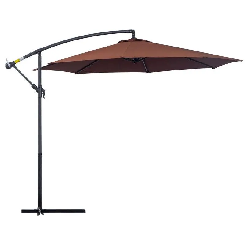 Outsunny 3M Coffee-Colored Hanging Umbrella – Modern Offset Parasol With Smooth Rotation 1