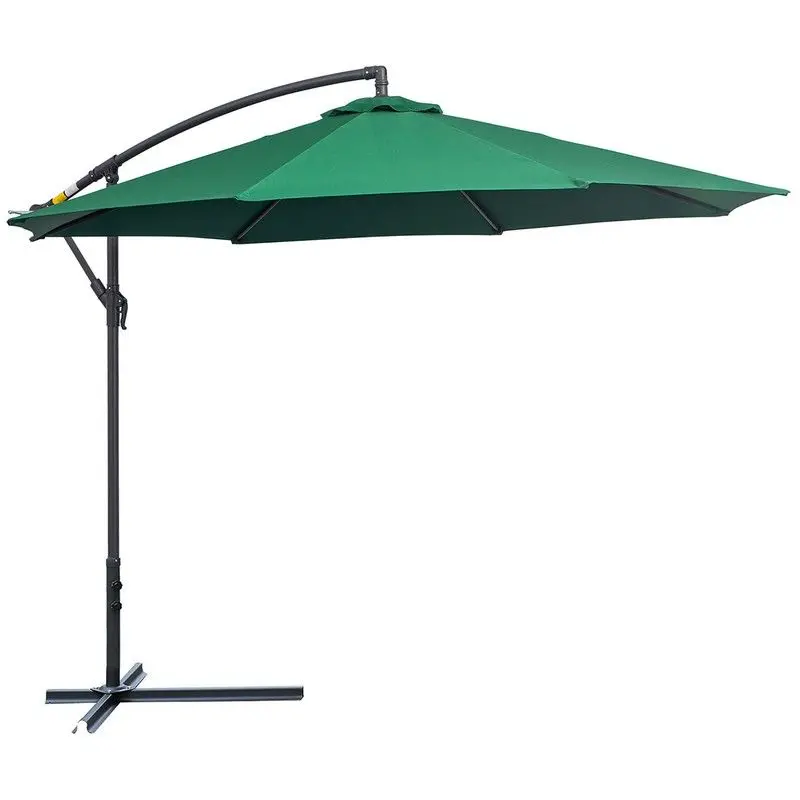 Outsunny 3M Green Banana Parasol – Cantilever Hanging Umbrella With Dual Roof Design 1